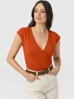 T-shirts & Tanks|Saint and Sofia Rosa Wrap Tee - Amber