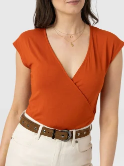 T-shirts & Tanks|Saint and Sofia Rosa Wrap Tee - Amber