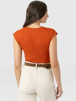 T-shirts & Tanks|Saint and Sofia Rosa Wrap Tee - Amber