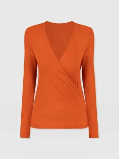 T-shirts & Tanks|Saint and Sofia Rosa Wrap Tee Long Sleeve - Amber