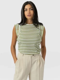 T-shirts & Tanks|Saint and Sofia Rowan Tee - Green Stripe