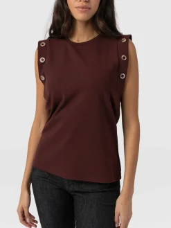 T-shirts & Tanks|Saint and Sofia Rowan Tee - Maroon Eyelet