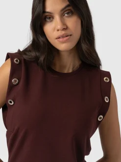 T-shirts & Tanks|Saint and Sofia Rowan Tee - Maroon Eyelet