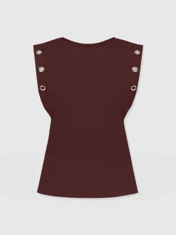 T-shirts & Tanks|Saint and Sofia Rowan Tee - Maroon Eyelet