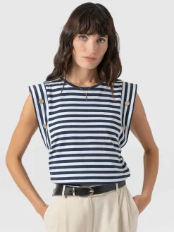 T-shirts & Tanks|Saint and Sofia Rowan Tee - Navy Stripe