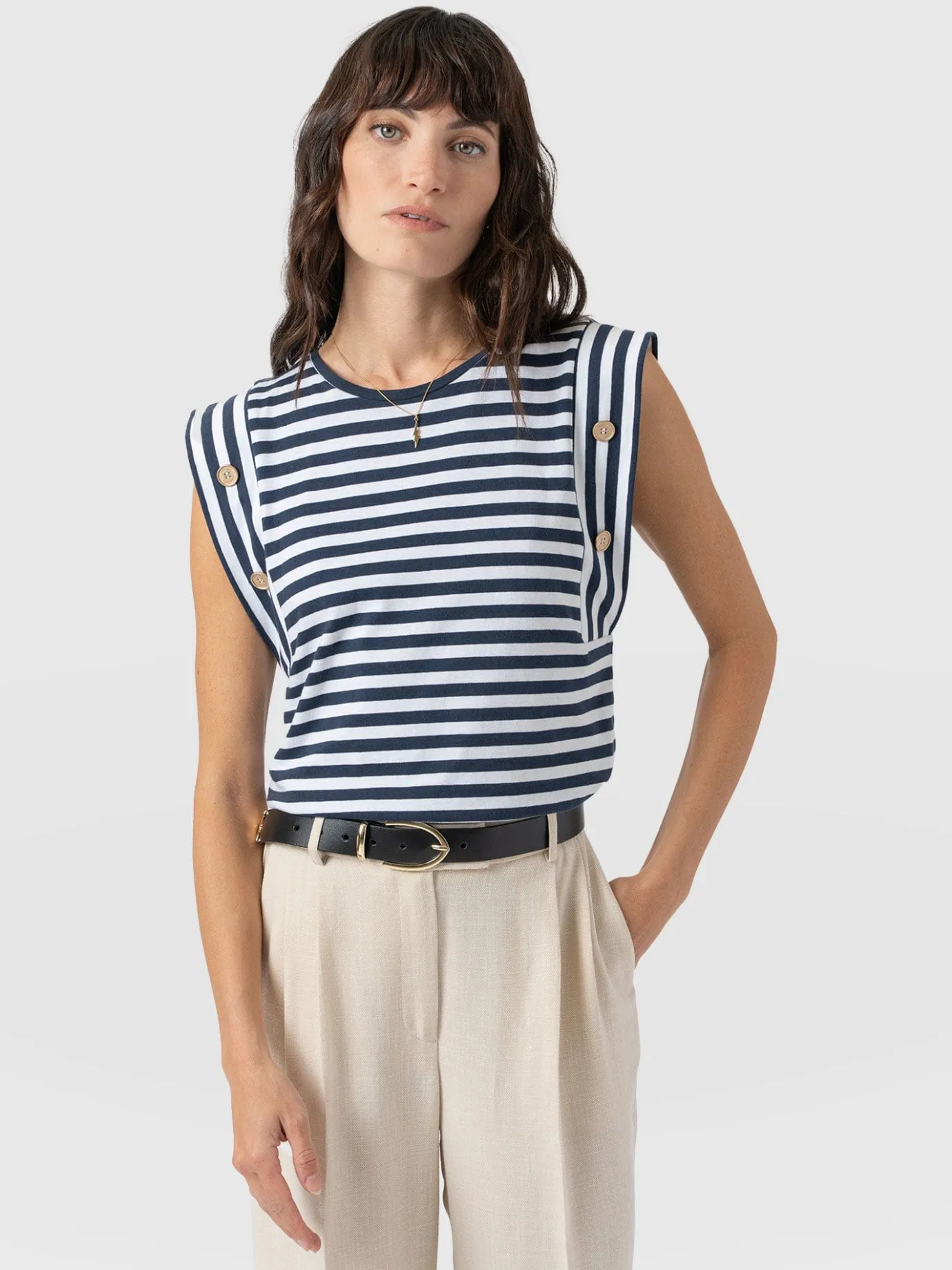 T-shirts & Tanks|Saint and Sofia Rowan Tee - Navy Stripe