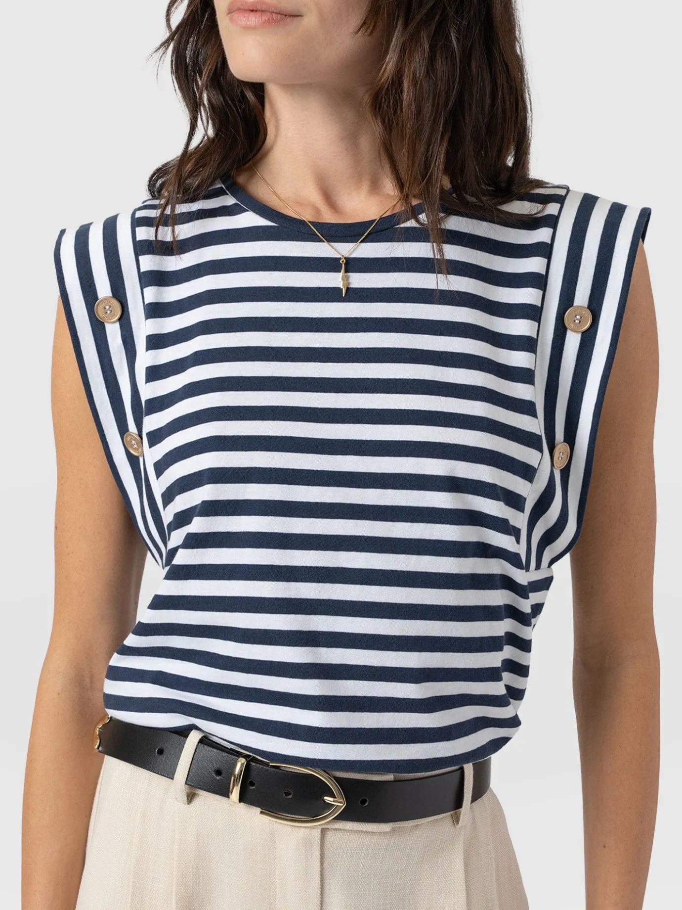 T-shirts & Tanks|Saint and Sofia Rowan Tee - Navy Stripe
