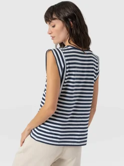T-shirts & Tanks|Saint and Sofia Rowan Tee - Navy Stripe