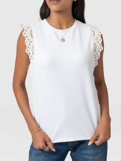 T-shirts & Tanks|Saint and Sofia Rowan Tee - White Broderie