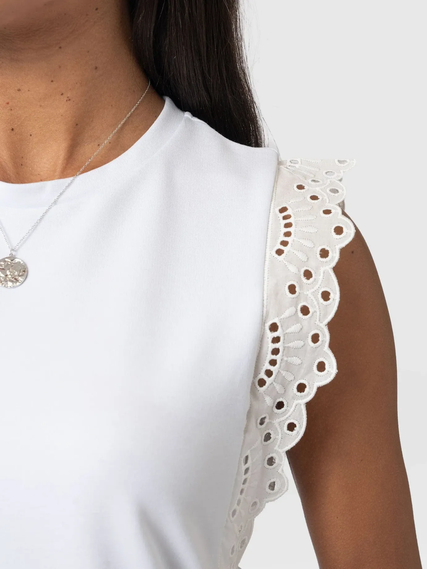T-shirts & Tanks|Saint and Sofia Rowan Tee - White Broderie