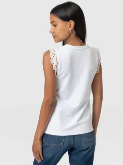 T-shirts & Tanks|Saint and Sofia Rowan Tee - White Broderie