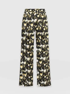 Pants|Saint and Sofia Rowan Wide Leg Pant - Black Daisy Floral