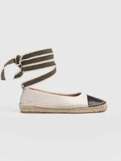 Shoes|Saint and Sofia Rowe Espadrille Tie Pumps - Cream/Black