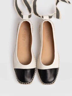 Shoes|Saint and Sofia Rowe Espadrille Tie Pumps - Cream/Black