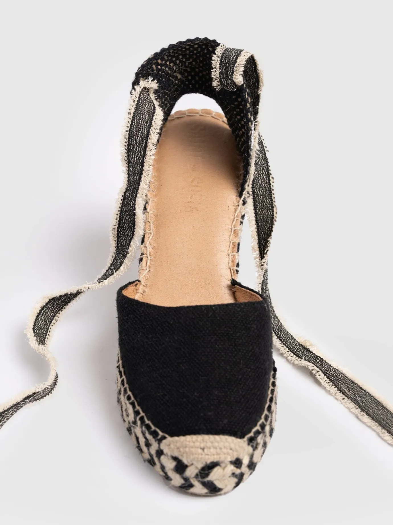 Shoes|Saint and Sofia Rowe Espadrille Tie Wedges - Black