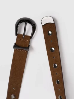 Leather Belts|Saint and Sofia Roxie Studded Belt - Camel