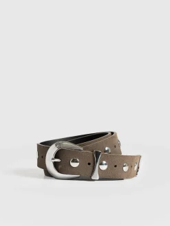 Accessories|Leather Belts|Saint and Sofia Roxie Studded Belt - Taupe