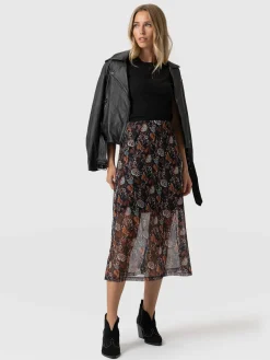 Skirts|Saint and Sofia Runway Mesh Skirt - 70's Paisley