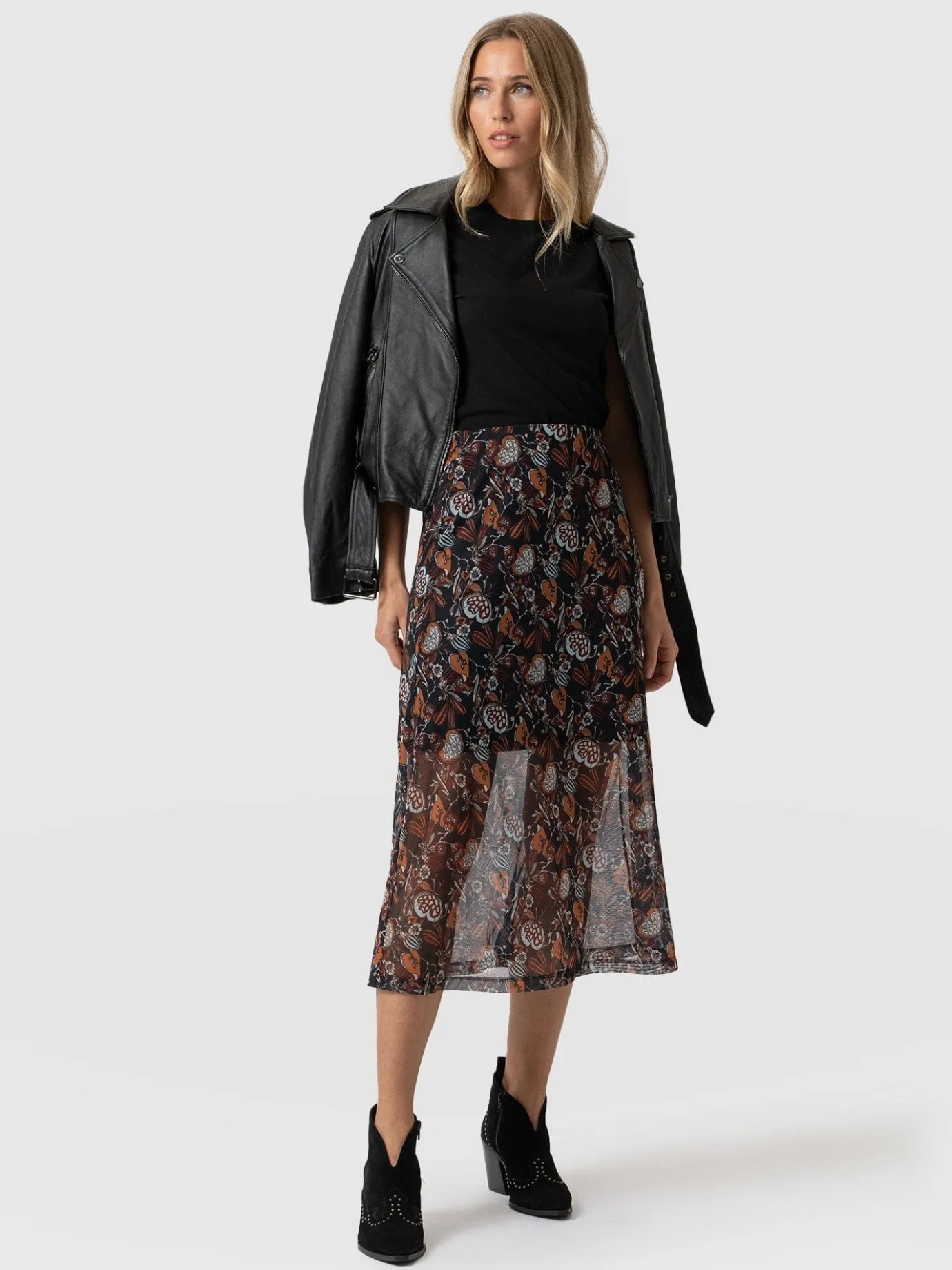 Skirts|Saint and Sofia Runway Mesh Skirt - 70's Paisley