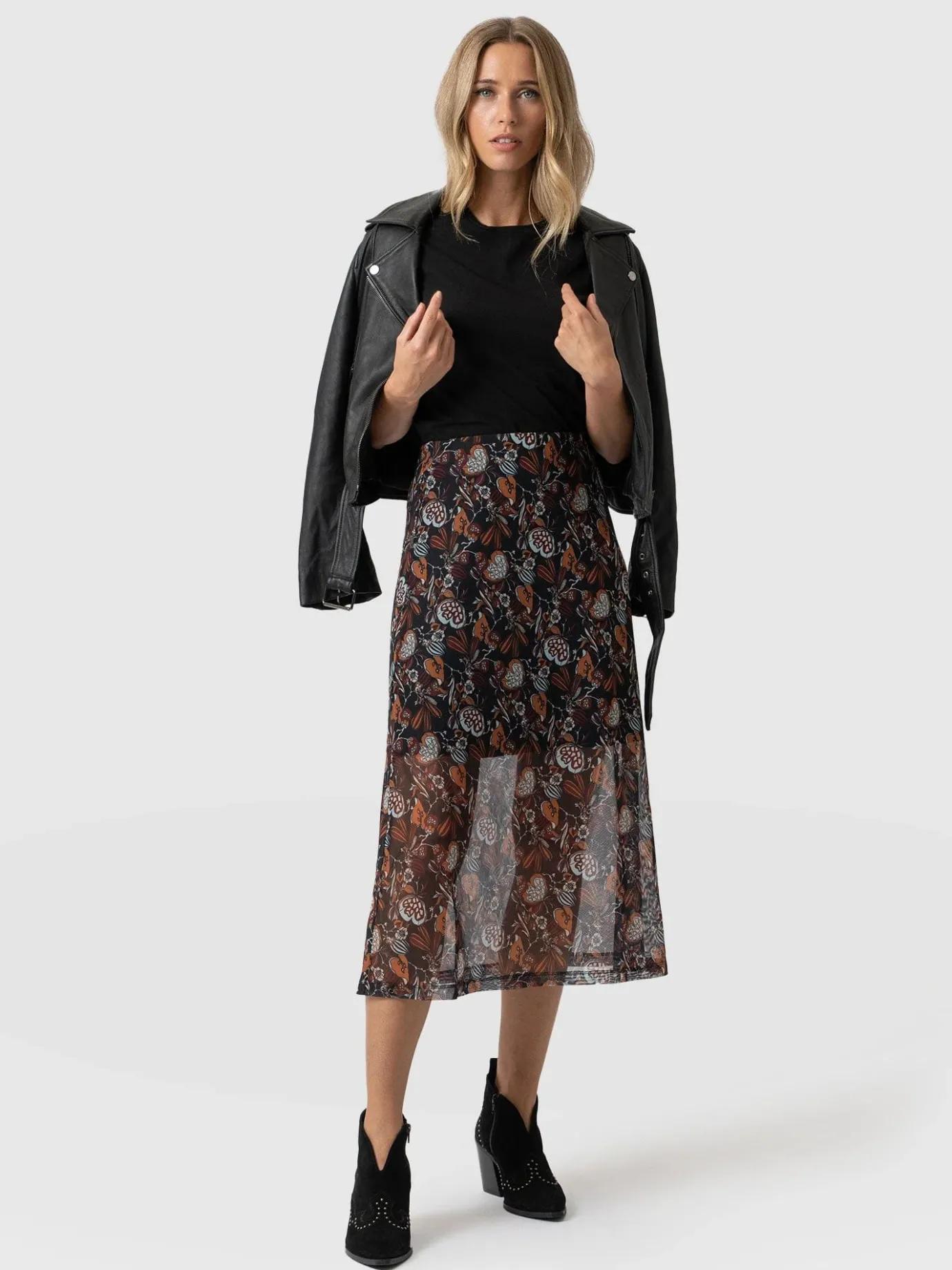 Skirts|Saint and Sofia Runway Mesh Skirt - 70's Paisley