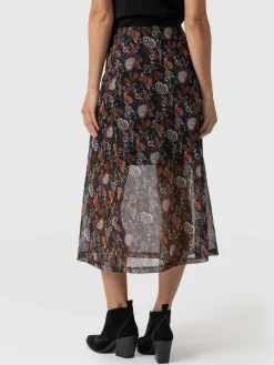 Skirts|Saint and Sofia Runway Mesh Skirt - 70's Paisley