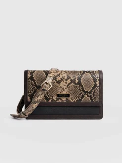 Cross Body Bags|Leather Bags|Saint and Sofia Rylee Cross Body Bag - Brown Snake