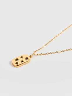 Gold Jewelry|Jewelry|Saint and Sofia Scatter Star Charm Necklace - Gold/Black