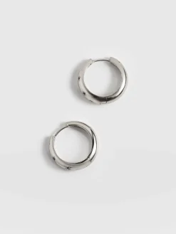 Silver Jewelry|Earrings|Saint and Sofia Scatter Star Hoop Earrings - Silver/Black