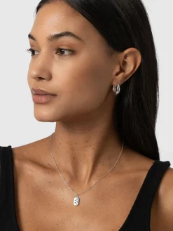 Silver Jewelry|Earrings|Saint and Sofia Scatter Star Hoop Earrings - Silver/Black