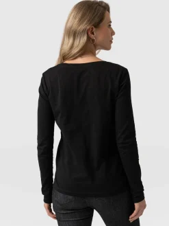 T-shirts & Tanks|Saint and Sofia Scoop Neck Long Sleeve Tee - Black
