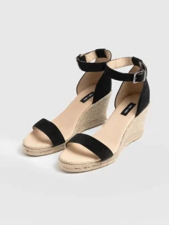 Shoes|Saint and Sofia Serena Espadrille Wedges - Black