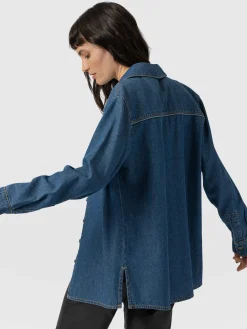 Blouses & Shirts|Denim & Jeans|Saint and Sofia Sidney Denim Shirt - Mid Blue