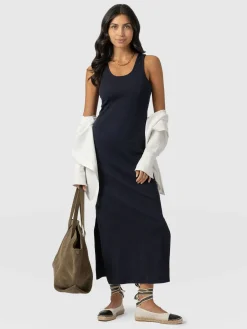Dresses|Saint and Sofia Sleeveless Rib Dress - Navy