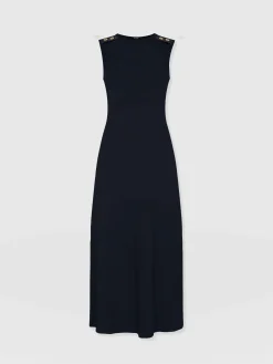 Dresses|Saint and Sofia Sleeveless Runway Maxi Dress - Navy