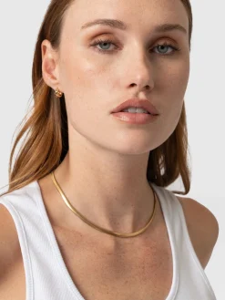 Gold Jewelry|Jewelry|Saint and Sofia Snake Chain Necklace- Gold