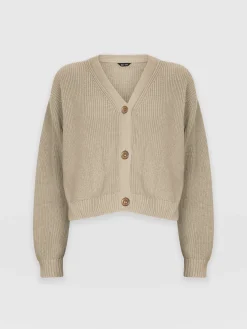 Knitwear|Saint and Sofia Soho Crop Cardigan - Beige