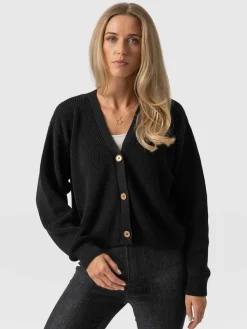 Knitwear|Saint and Sofia Soho Crop Cardigan - Black