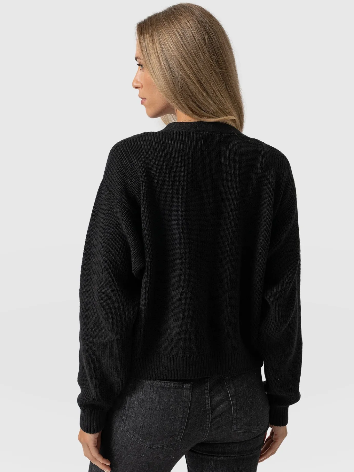Knitwear|Saint and Sofia Soho Crop Cardigan - Black