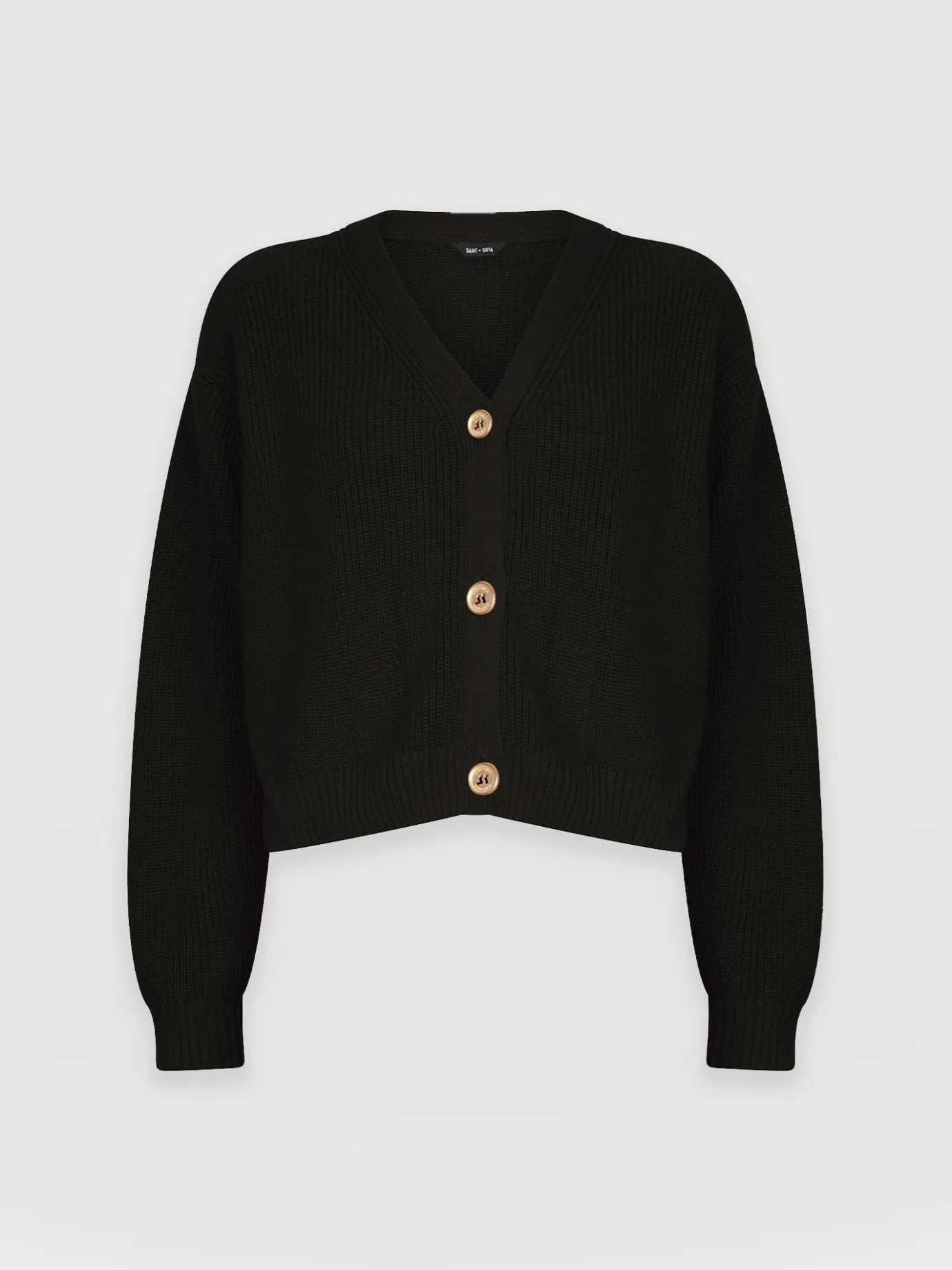 Knitwear|Saint and Sofia Soho Crop Cardigan - Black