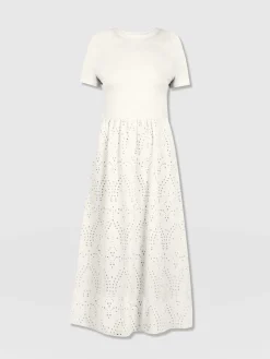 Dresses|Saint and Sofia Sophia Contrast Dress - White Broderie