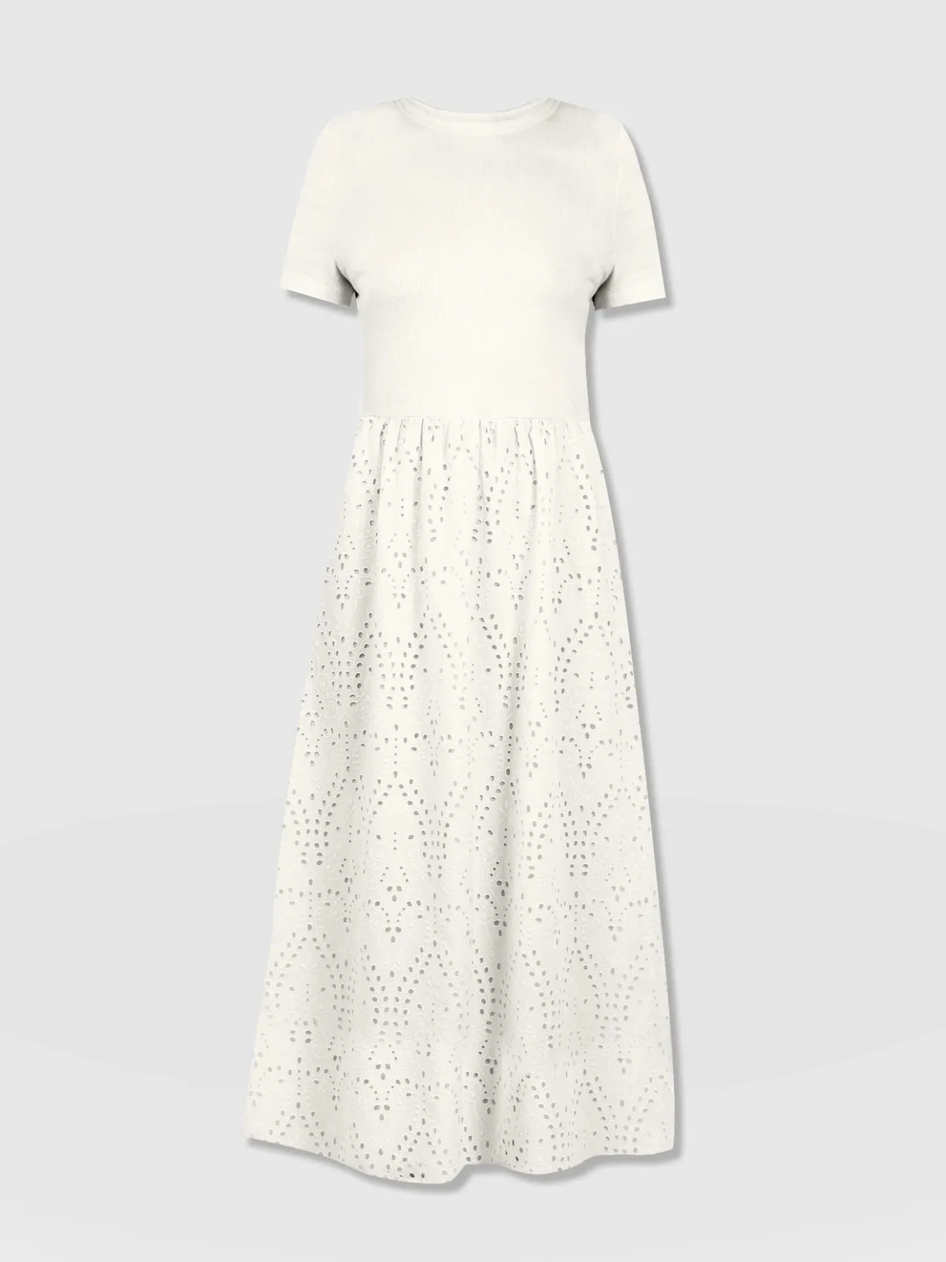Dresses|Saint and Sofia Sophia Contrast Dress - White Broderie