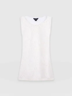 T-shirts & Tanks|Saint and Sofia Sophia Contrast Tank - White Broderie