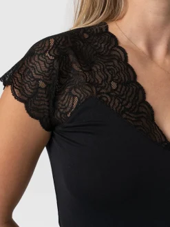 T-shirts & Tanks|Saint and Sofia Sophia Lace Tee - Black