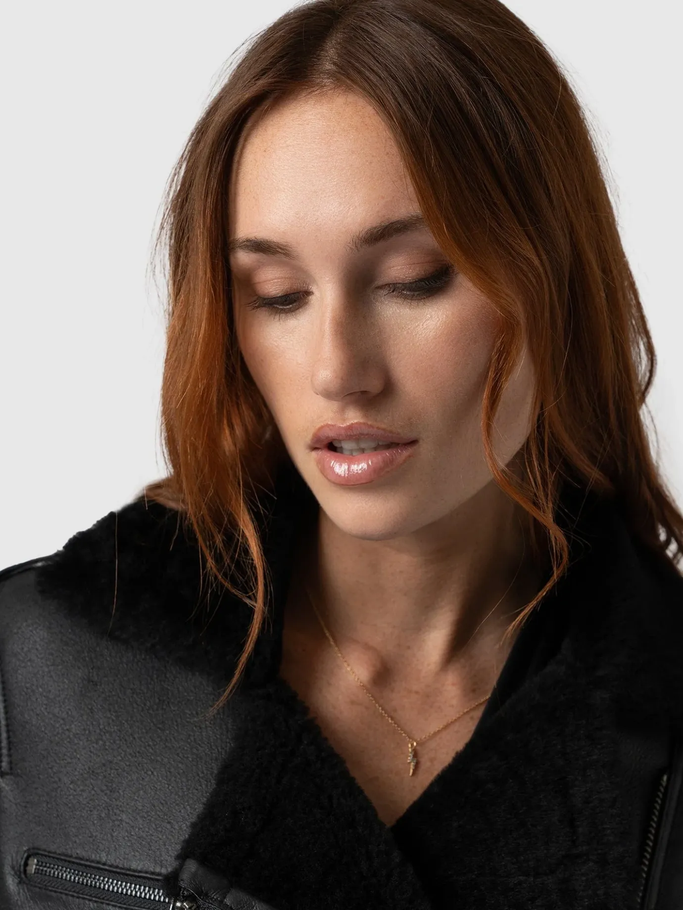 Leather|Coats & Jackets|Saint and Sofia Spitfire Shearling Jacket - Black