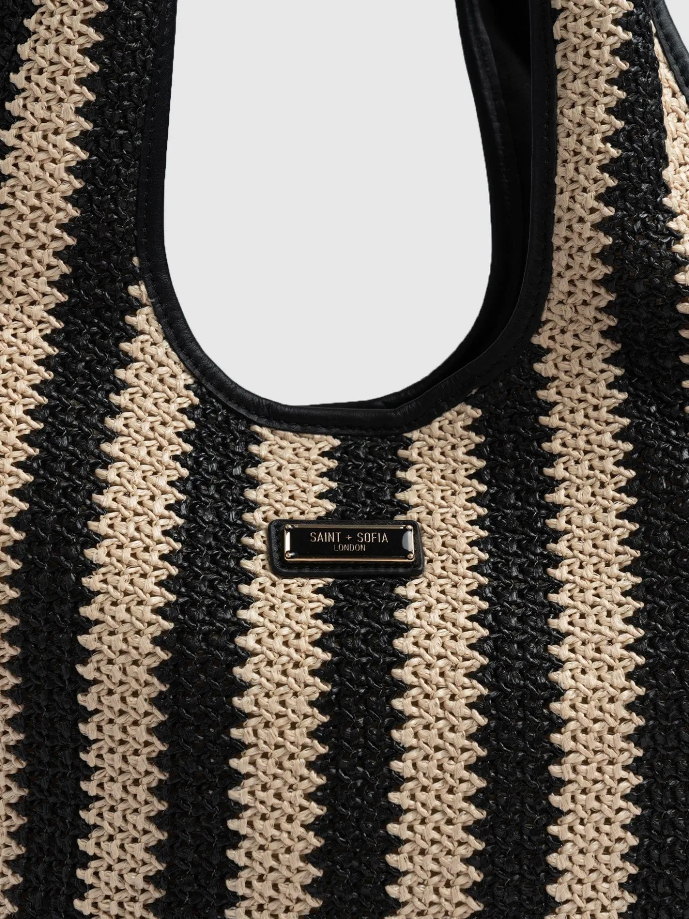 Shoulder Bags|Saint and Sofia Stella Shoulder Tote Bag - Beige/Black Raffia