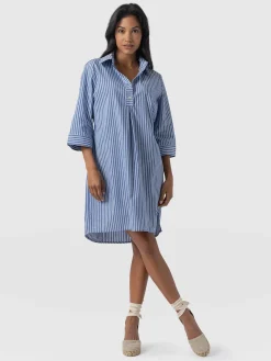 Dresses|Saint and Sofia Stevie Shirt Dress - Blue Stripe