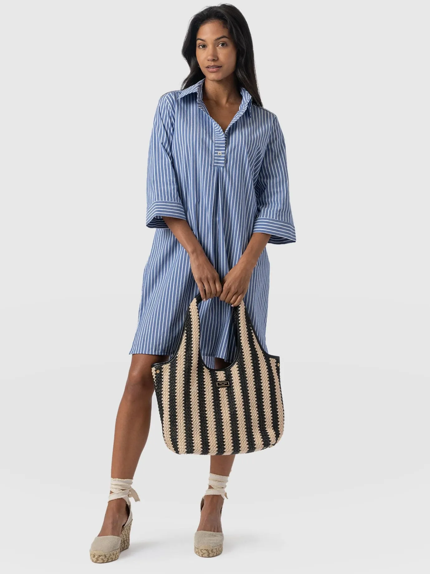Dresses|Saint and Sofia Stevie Shirt Dress - Blue Stripe