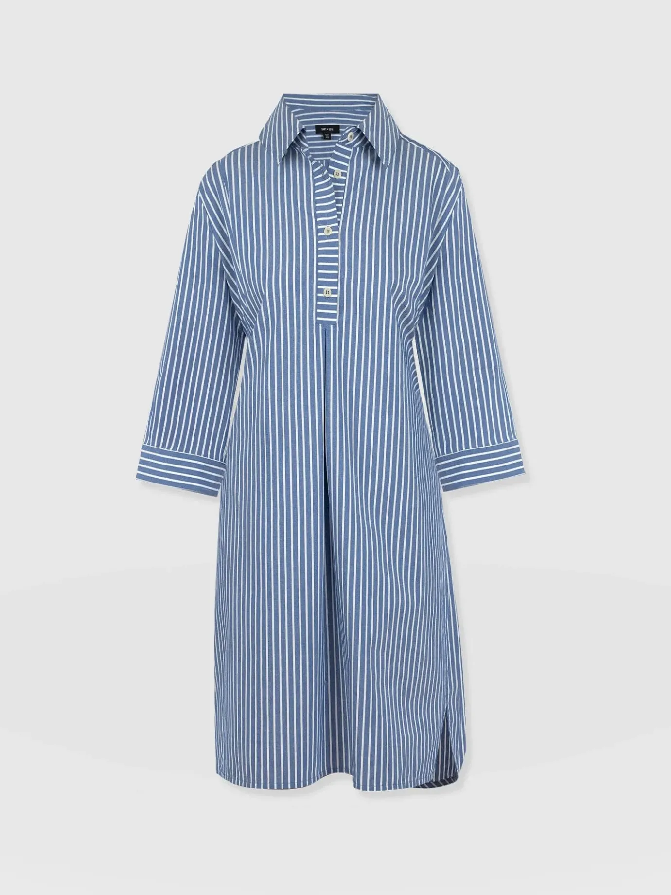 Dresses|Saint and Sofia Stevie Shirt Dress - Blue Stripe