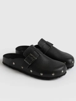Clogs & Slides|Sandals|Saint and Sofia Studded Clogs - Black