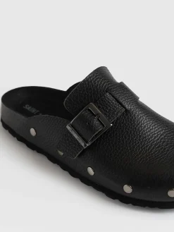 Clogs & Slides|Sandals|Saint and Sofia Studded Clogs - Black